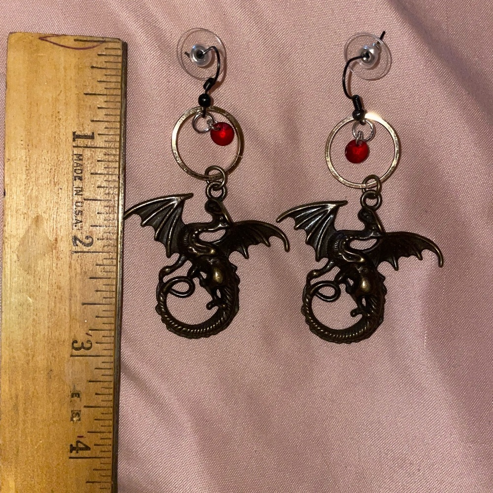 Handmade Mixed Metal Dragon Dangle Earrings